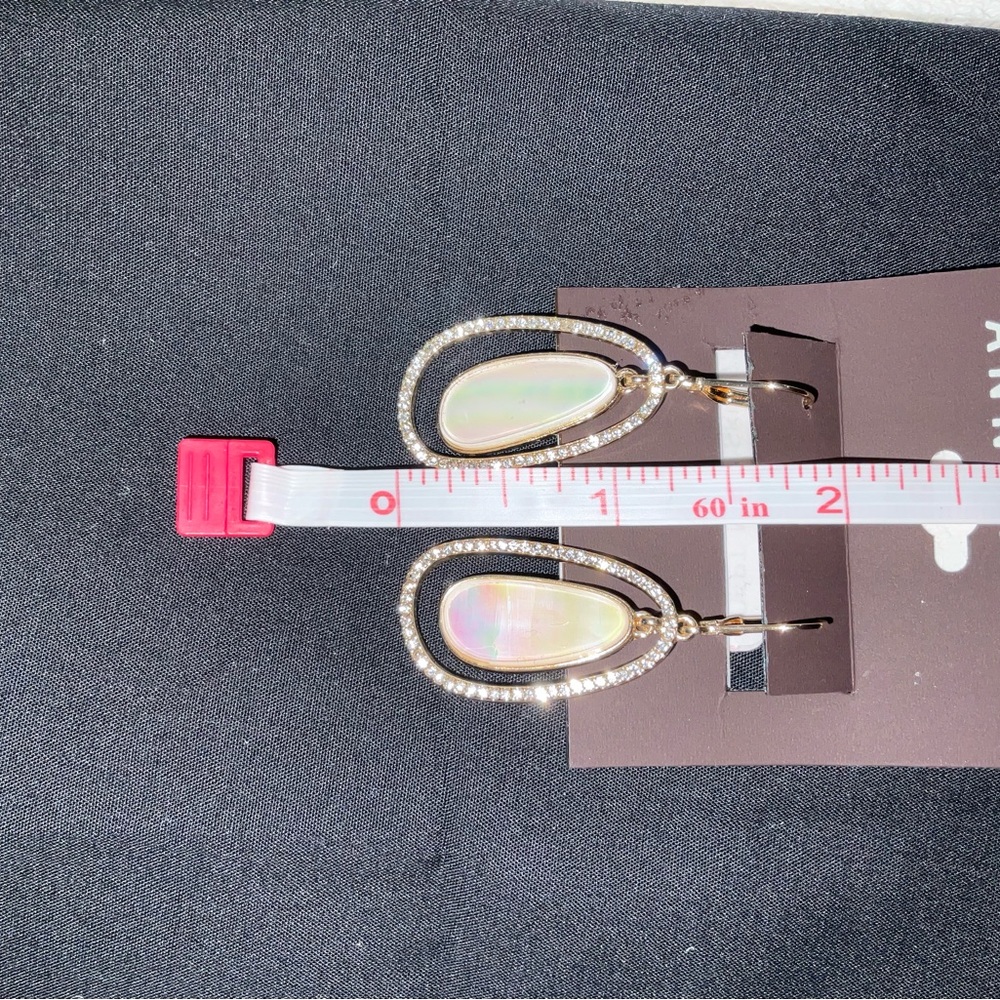 Earrings, Anne Klein Crystal Orbital Drop Earrings, White/Gold tone, NWT - Picture 8 of 8